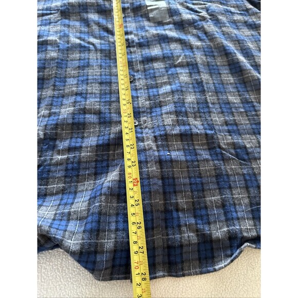 Vintage Towncraft Flannel Shirt Men's Large Rever River Blue Plaid Long Sleeve - Picture 8 of 11